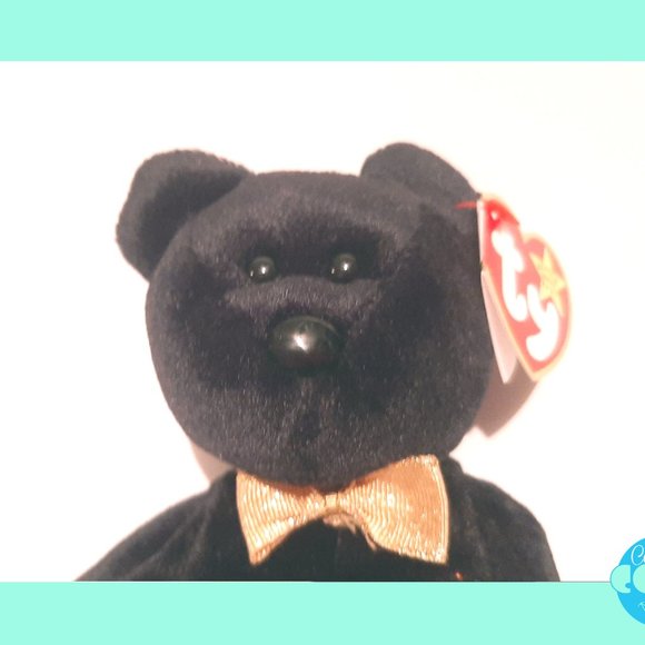 Rare vintage TY Beanie baby 1999 The End black bear #04265 PE Pellets great gift - Picture 8 of 10